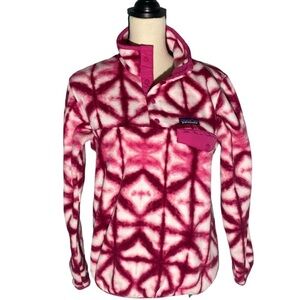 Patagonia Synchilla Women’s Snap-T Pullover Fleece Jacket Pink Tie Dye Size S
